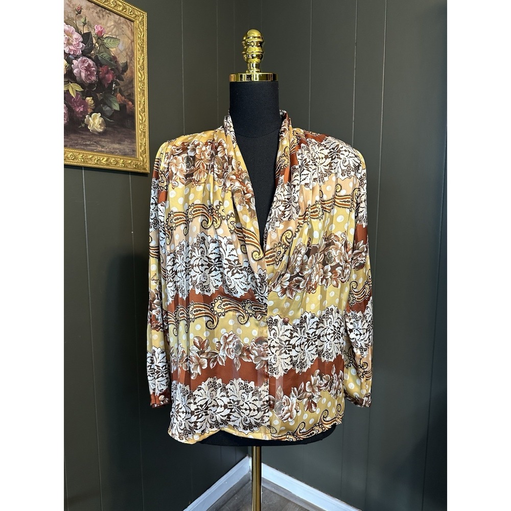 Nicola Vintage Yellow Long Sleeve Polka Dot Floral Blouse 8
